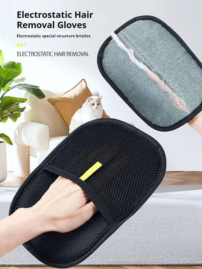 Pet Hair Removal Gloves for Cats and Dogs, Silicone Bristles-Basic