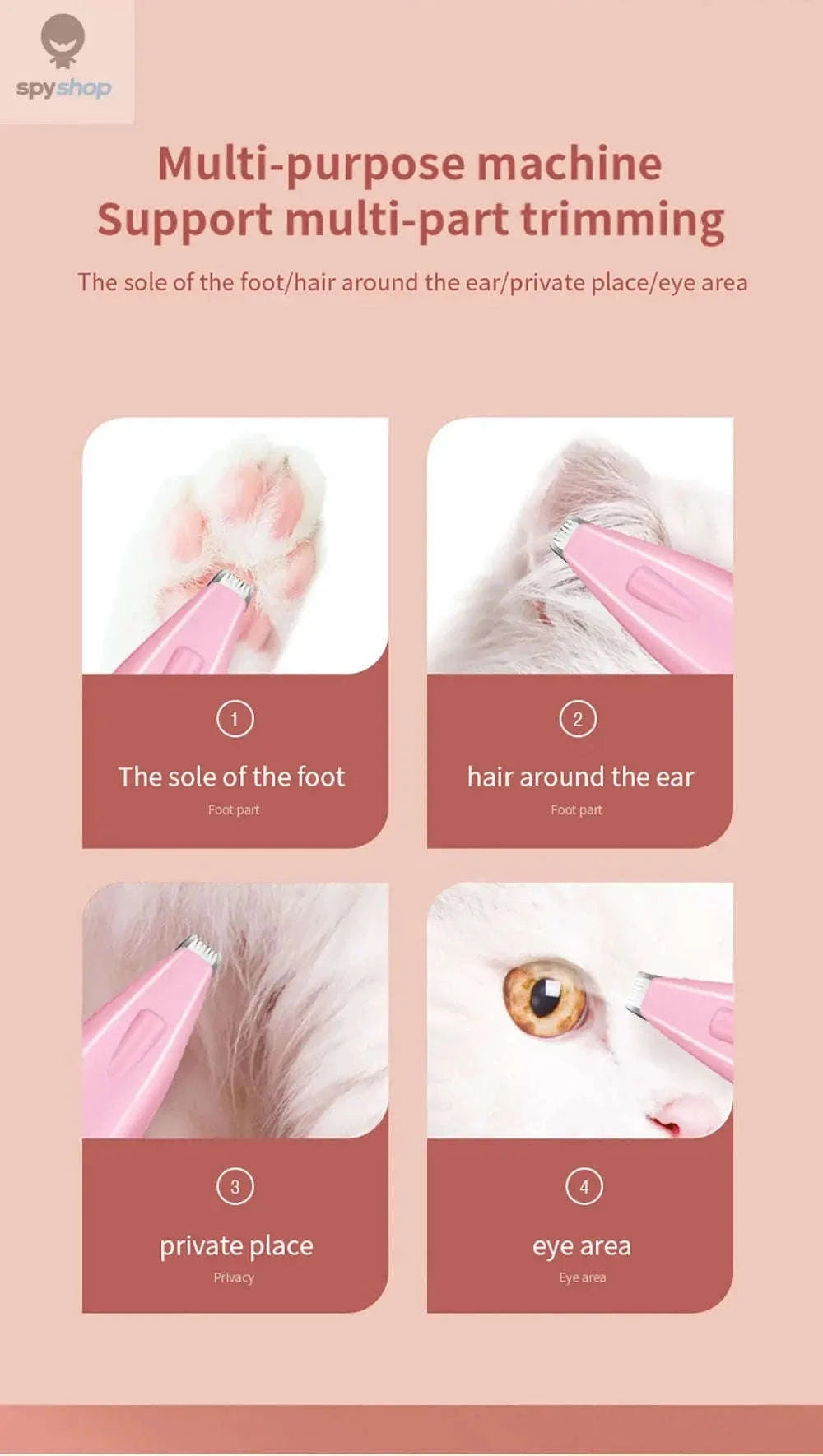 Pet Hair Trimmer – Quiet Precision Grooming with LED Light-Light Blue With LED