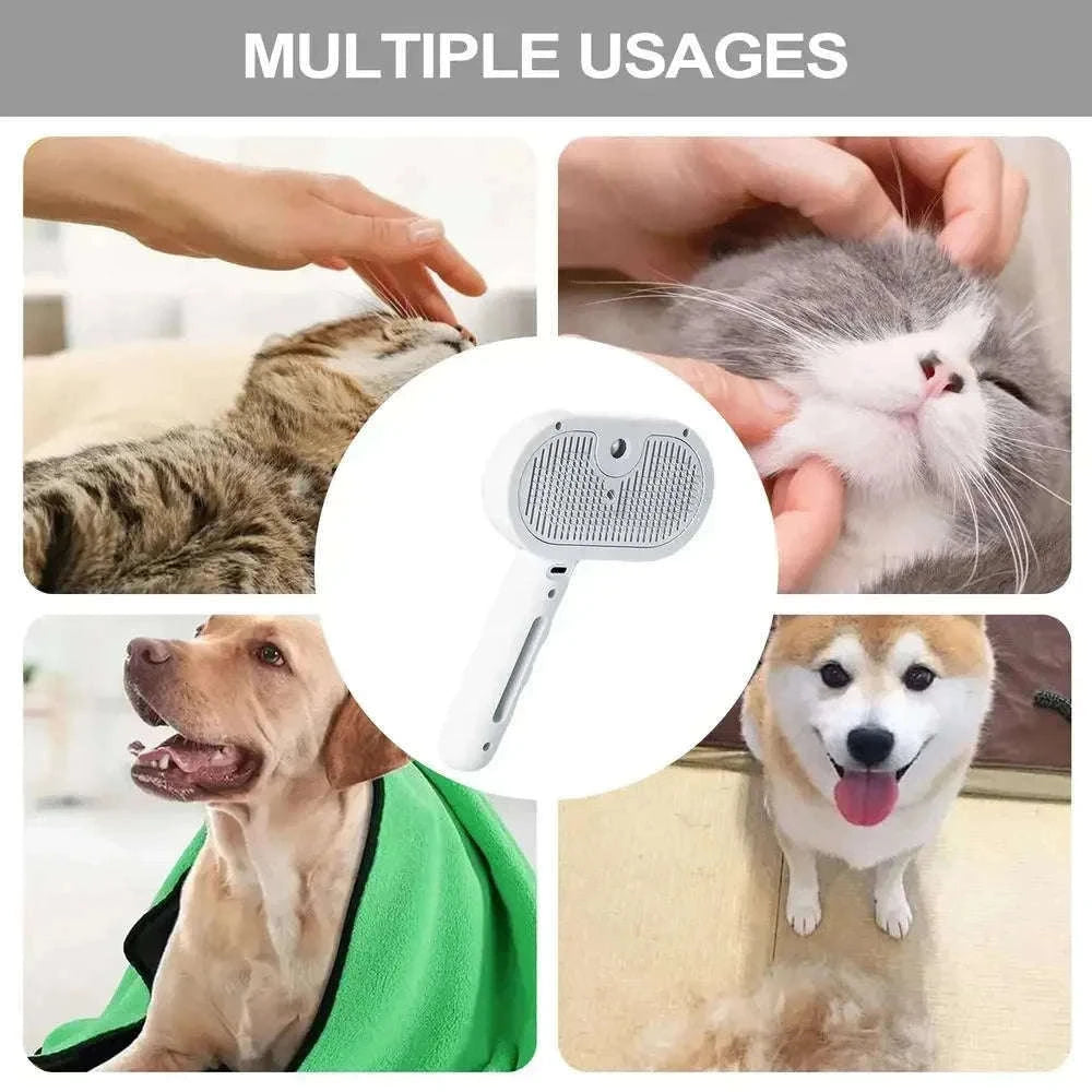 Pet Spray Hair Comb with Steam Mist Grooming Brush-Upgrade Green