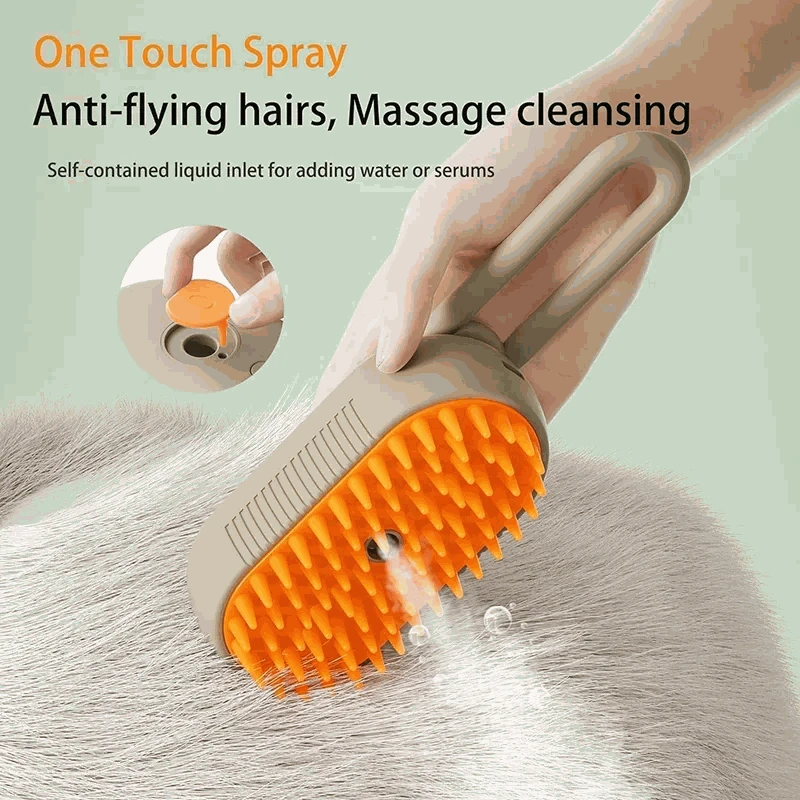 Pet Spray Hair Comb with Steam Mist Grooming Brush-White handle