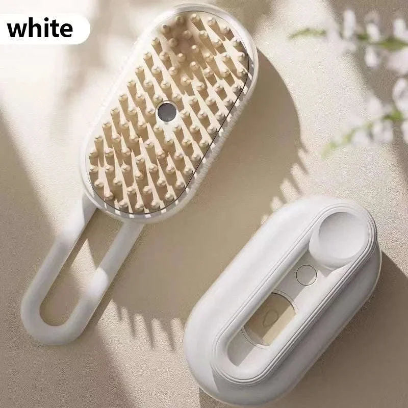 Pet Spray Hair Comb with Steam Mist Grooming Brush-White handle