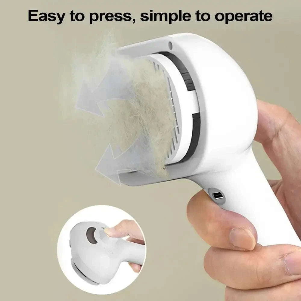 Pet Spray Hair Comb with Steam Mist Grooming Brush-White handle