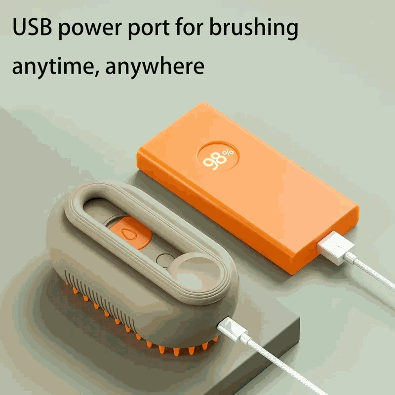 Pet Spray Hair Comb with Steam Mist Grooming Brush-White handle