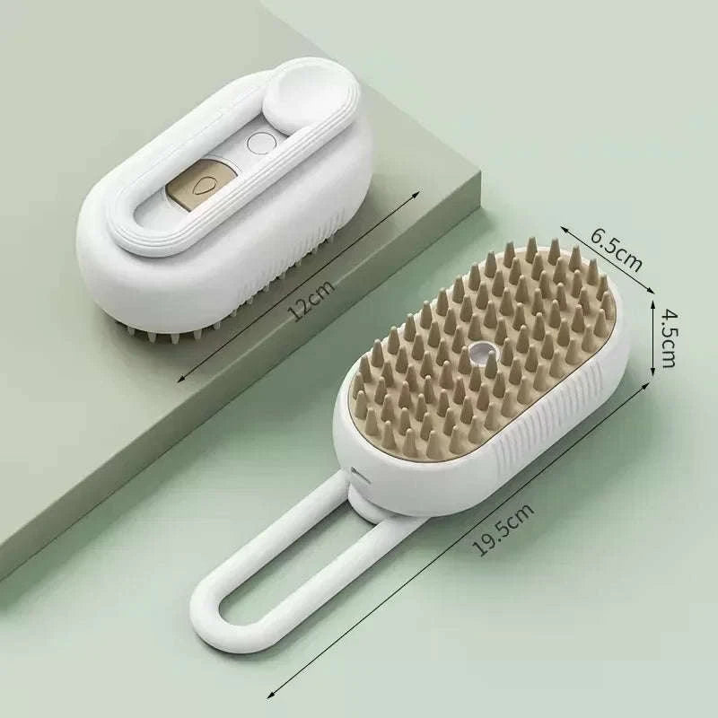 Pet Spray Hair Comb with Steam Mist Grooming Brush-White handle