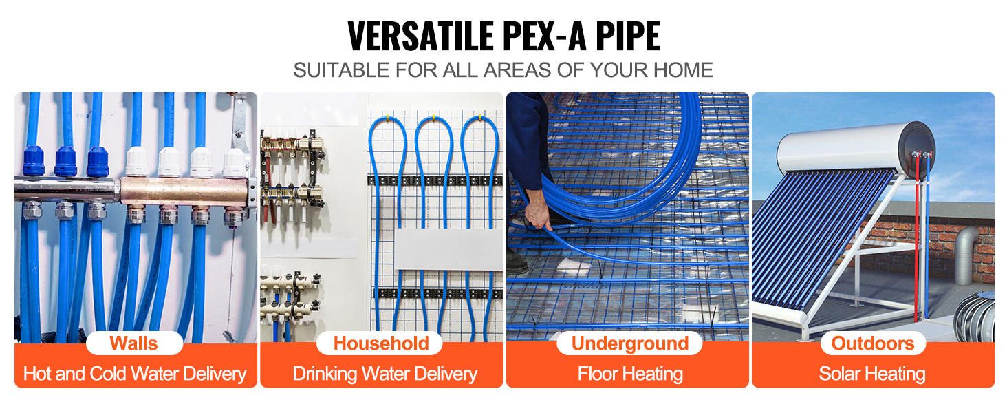 Tubería flexible PEX-A de 3/4 pulgadas, 100 pies para agua caliente y fría