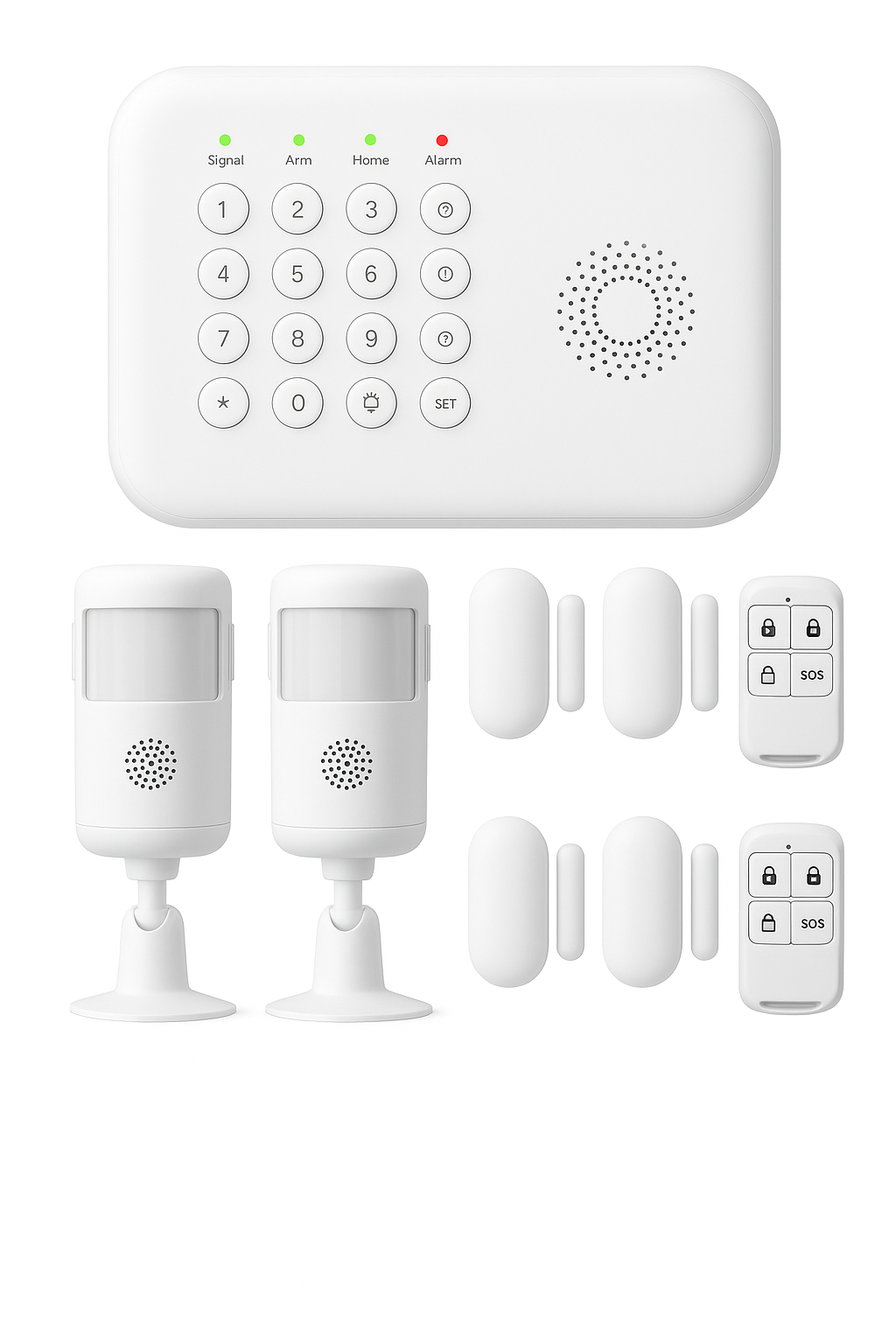 PGST 4G WiFi Smart Wireless Burglar Anti Theft Alarm Security Kit Works with Tuya Works with Smart Life Mobile Phone Remote Arm Disarm Real Time Alarm Push Door Sensor Motion Detector Full Set Smart Home Safety Device Europe
