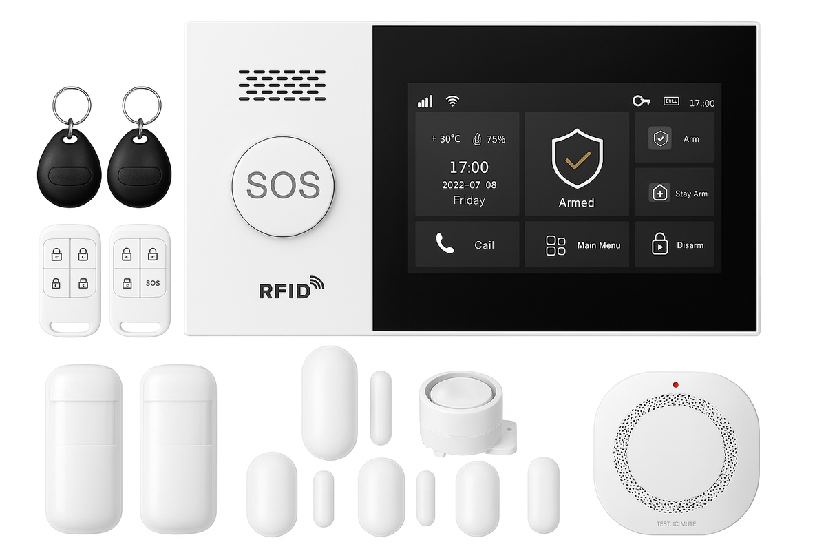 4.3-Inch Smart Home Alarm System with Touch Screen, WiFi, 4G, and Infrared Sensor