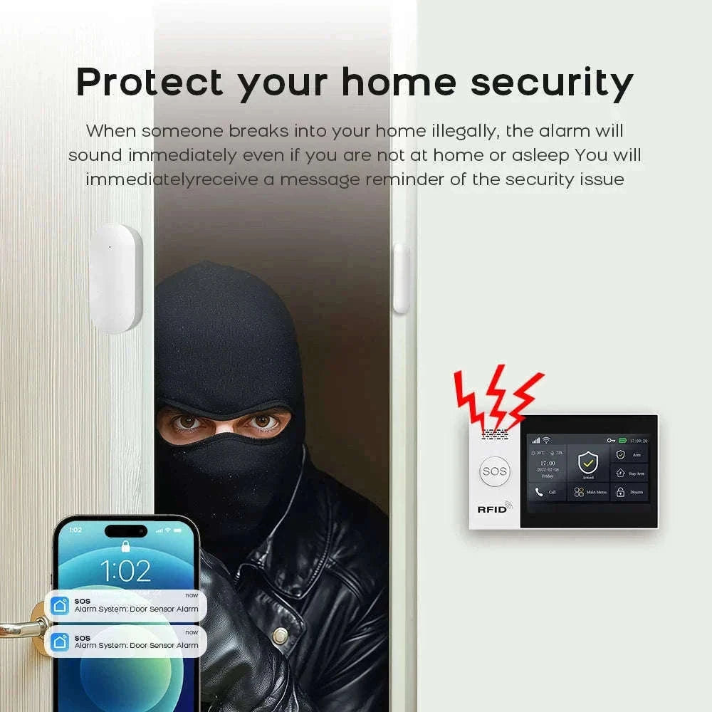 PGST WiFi 4G Tuya Smart Home Alarm System-4G WiFi Kit A / UK Plug / CHINA
