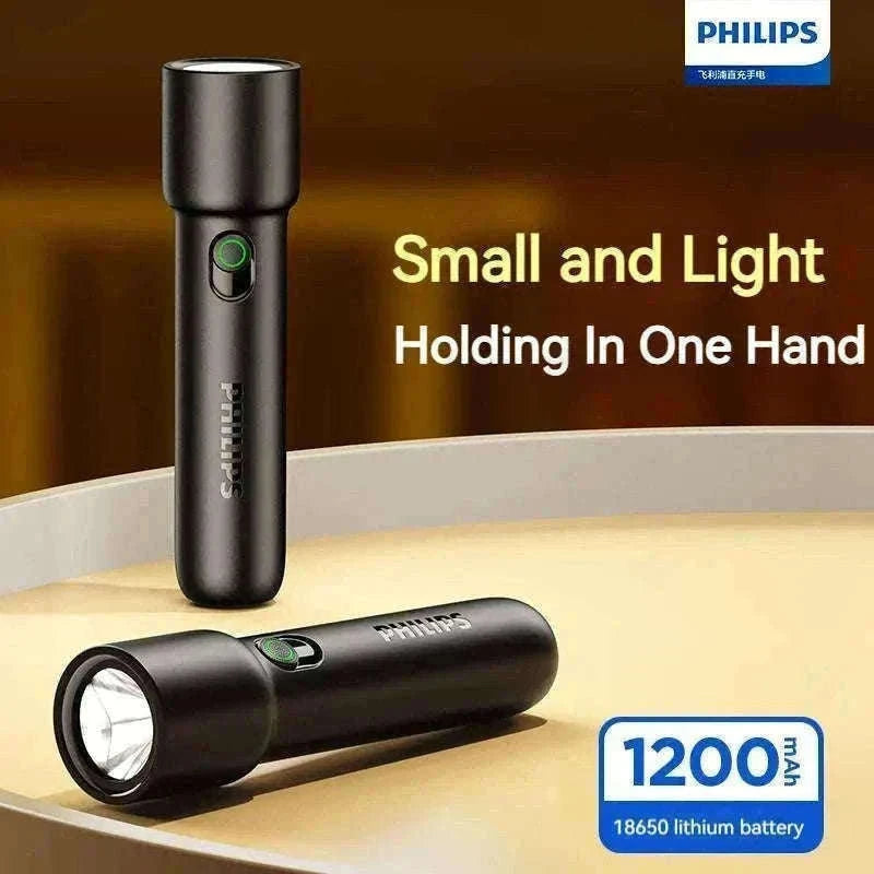 Philips EDC Rechargeable LED Flashlight for Everyday Carry-BLACK / S / black|Fixed Focus|18650