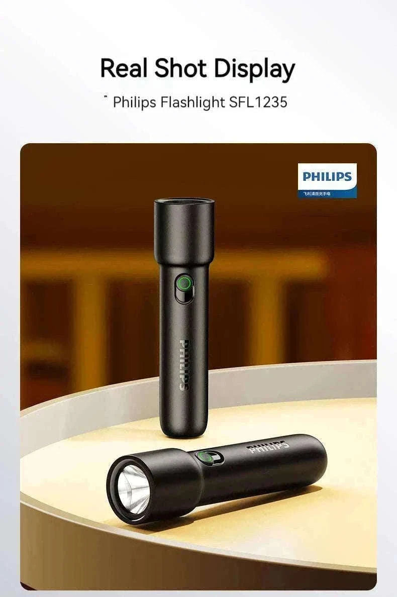Philips EDC Rechargeable LED Flashlight for Everyday Carry-BLACK / S / black|Fixed Focus|18650
