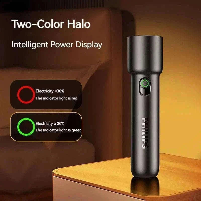 Philips EDC Rechargeable LED Flashlight for Everyday Carry-BLACK / S / black|Fixed Focus|18650