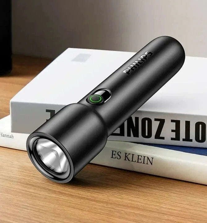 Philips EDC Rechargeable LED Flashlight for Everyday Carry-BLACK / S / black|Fixed Focus|18650