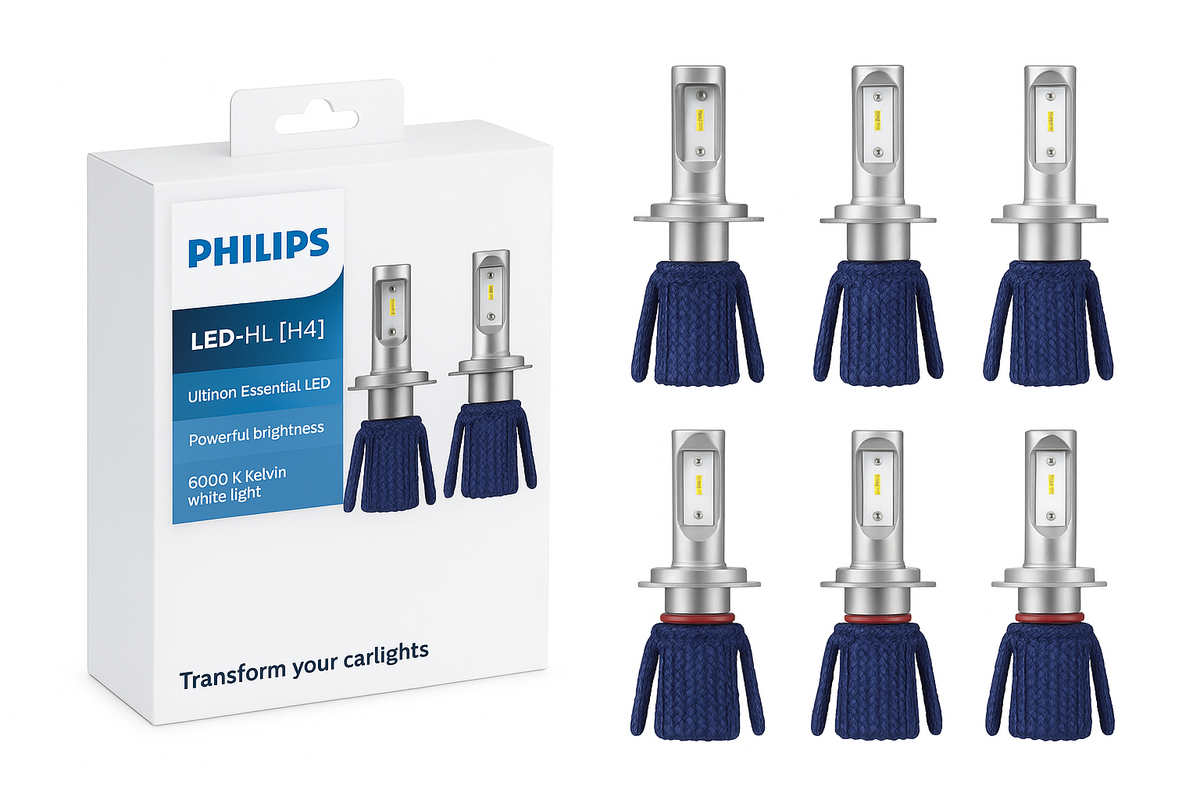 Philips LED H4 H7 HB3 HB4 H8 H11 H16 Ultinon Essential Car Headlight 6000K Bright White HIR2 9012 9005 9006 LED Upgrade Lamps