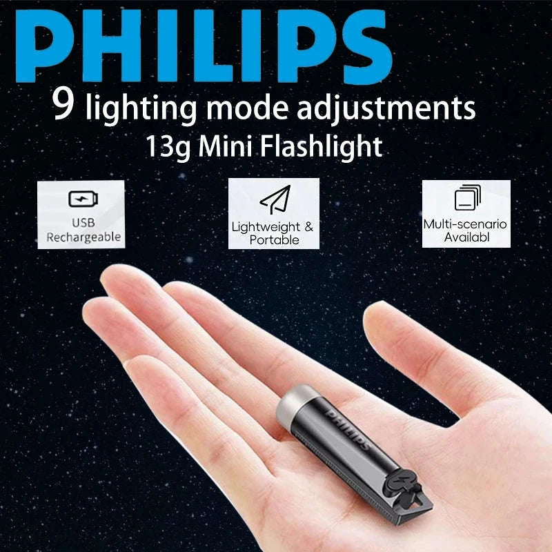 Philips SFL1121 Mini EDC Flashlight LED Rechargeable Keychain Light-SFL1121