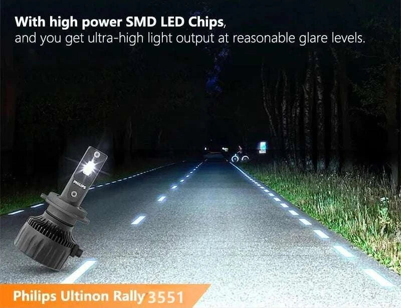 Philips Ultinon Rally 3551 LED Headlight Bulbs 6500K 50W-H18 1 pair