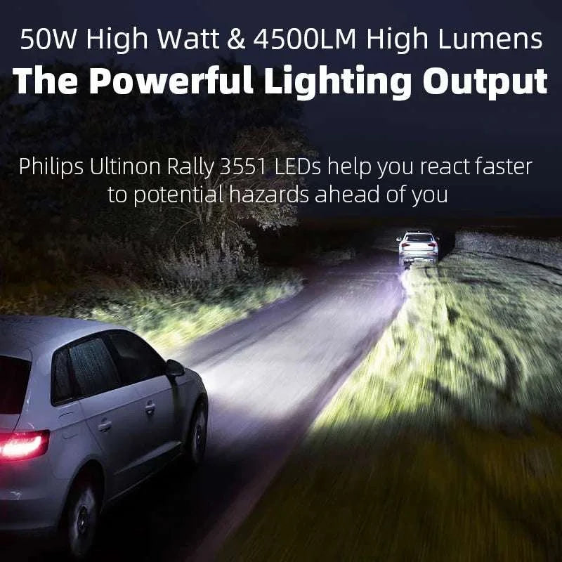 Philips Ultinon Rally 3551 LED Headlight Bulbs 6500K 50W-H18 1 pair