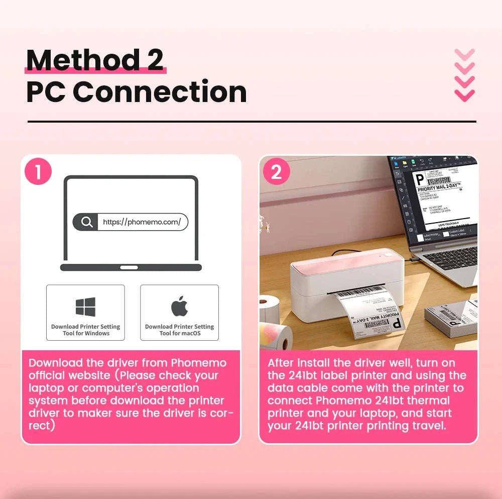 Phomemo 241 Bluetooth Thermal Label Printer for 4x6 Shipping Labels-Black 241BT / EU Plug