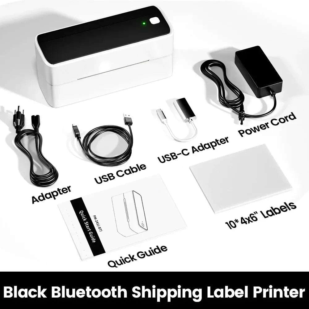 Phomemo 241 Bluetooth Thermal Label Printer for 4x6 Shipping Labels-Black 241BT / EU Plug