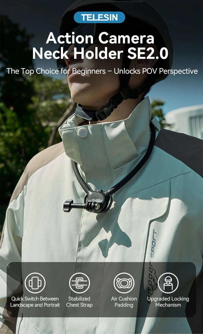 Phone Action Camera Neck Hold Mount by TELESIN-2 in 1 Phone camera