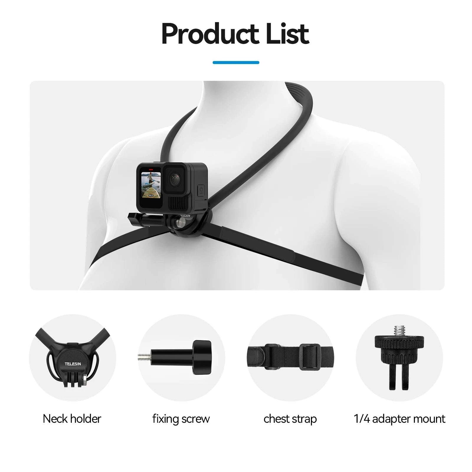 Phone Action Camera Neck Hold Mount by TELESIN-2 in 1 Phone camera