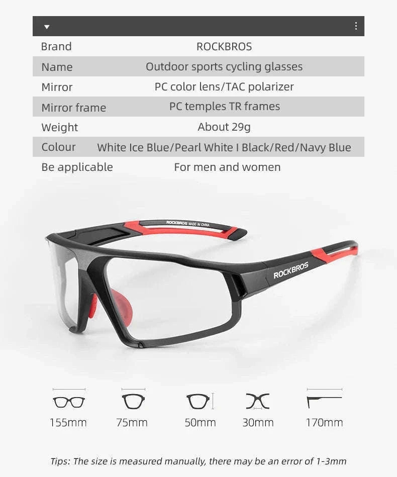 Photochromic Bike Glasses with UV400 Protection-SP216BL / Photochromic / One Size