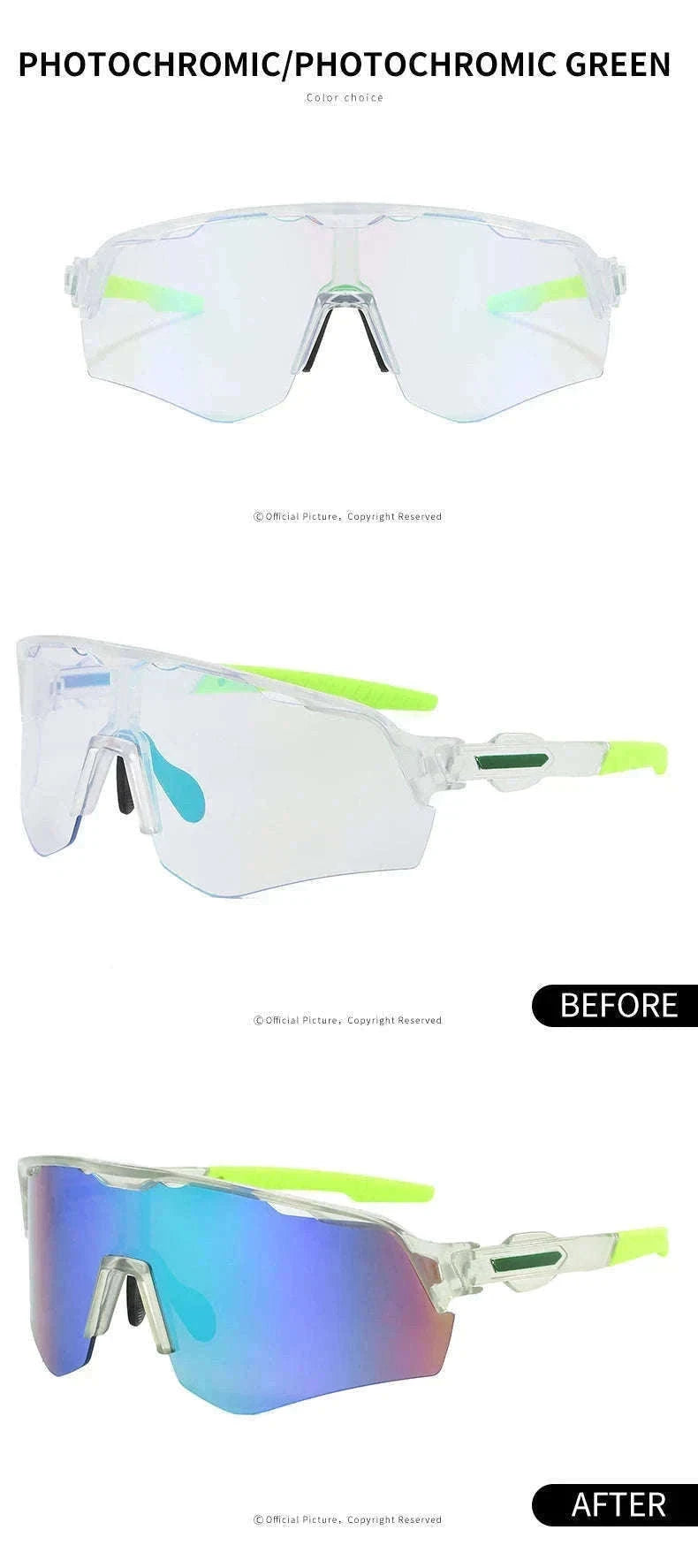 Photochromic Polarized Driving Sunglasses Anti-Glare UV Protection-Non-Photochromic C