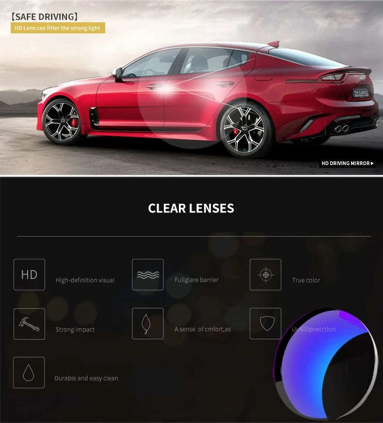 Photochromic Polarized Driving Sunglasses Anti-Glare UV Protection-Non-Photochromic C