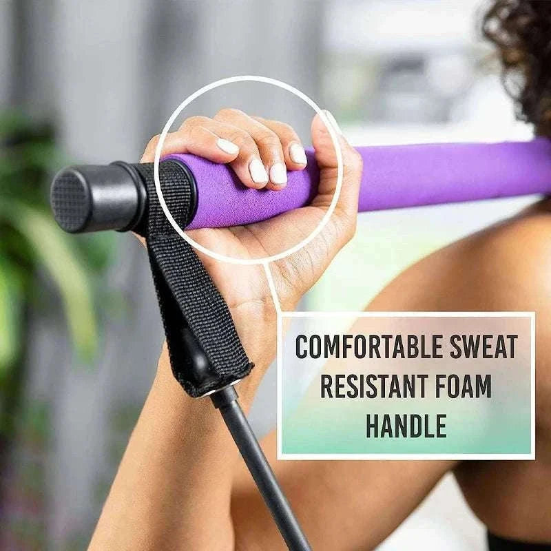 Pilates Bar with Resistance Bands for Full-Body Home Training-Black