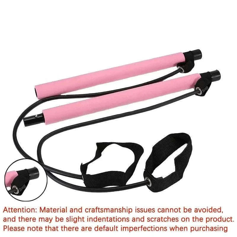 Pilates Bar with Resistance Bands for Full-Body Home Training-Black