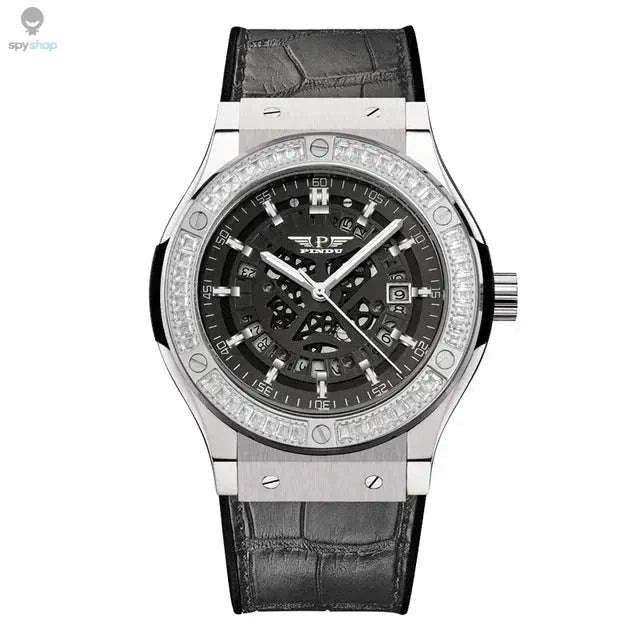 PINDU Luxury Men's Automatic Watch – Automatic Movement, Moon Phase, 5Bar Water Resistance-black