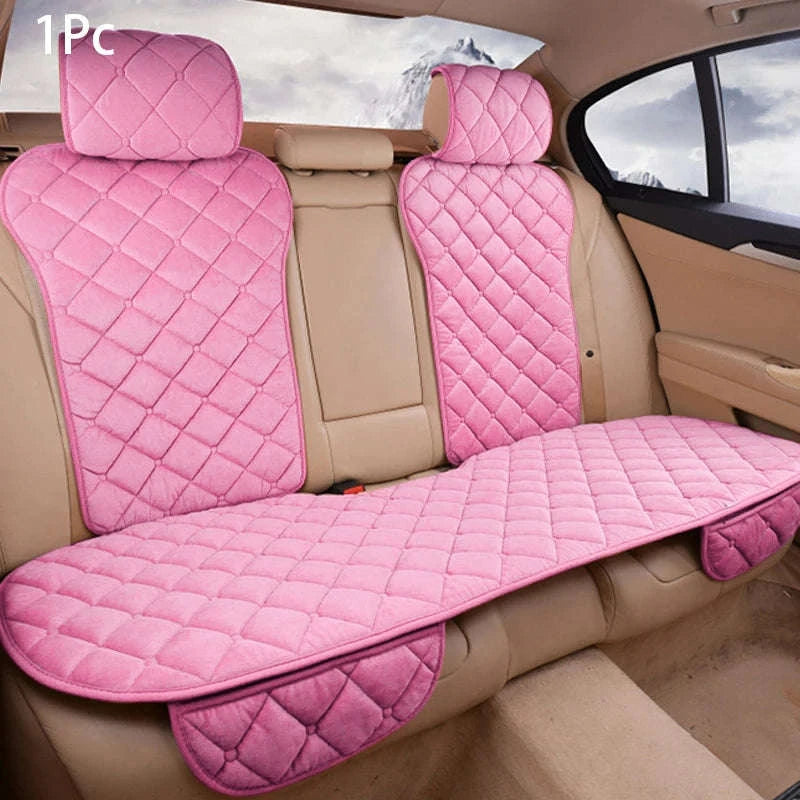 Pink Plush Car Seat Cover-Front Light Pink 2pc