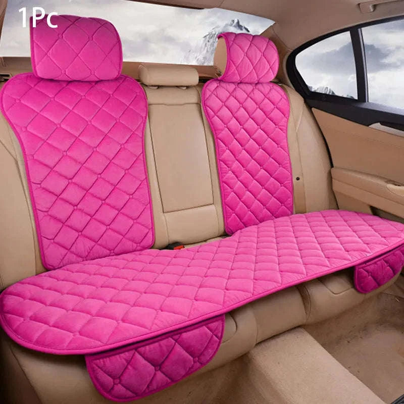 Pink Plush Car Seat Cover-Front Light Pink 2pc