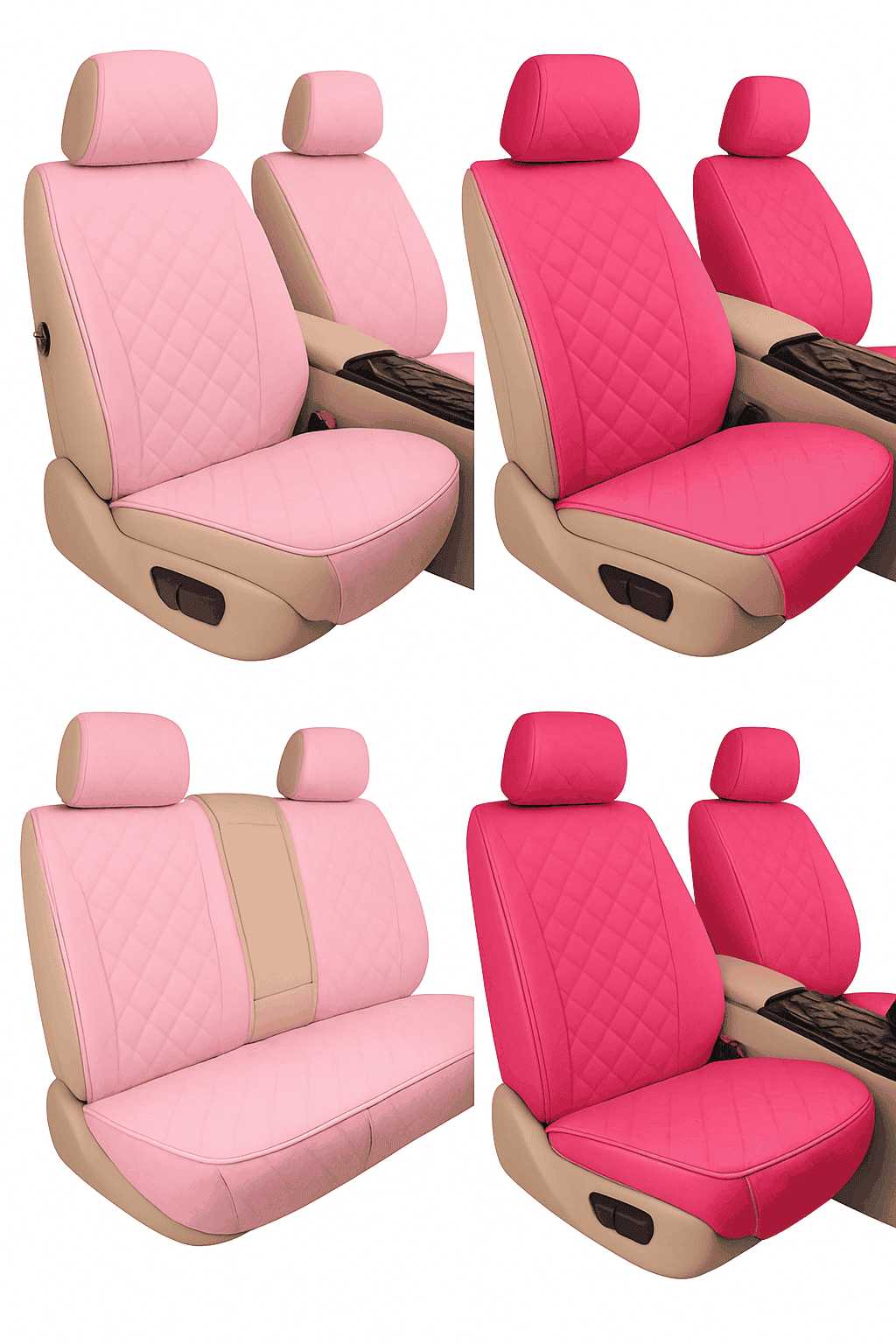 Pink Plush Car Seat Cover-Front Light Pink 2pc