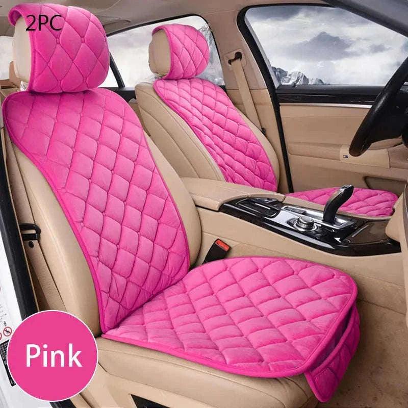 Pink Plush Car Seat Cover-Front Light Pink 2pc