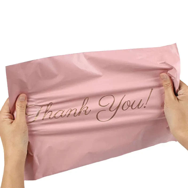Pink Poly Mailing Pouch with Thank You Design-23x26x4 cm 20pcs
