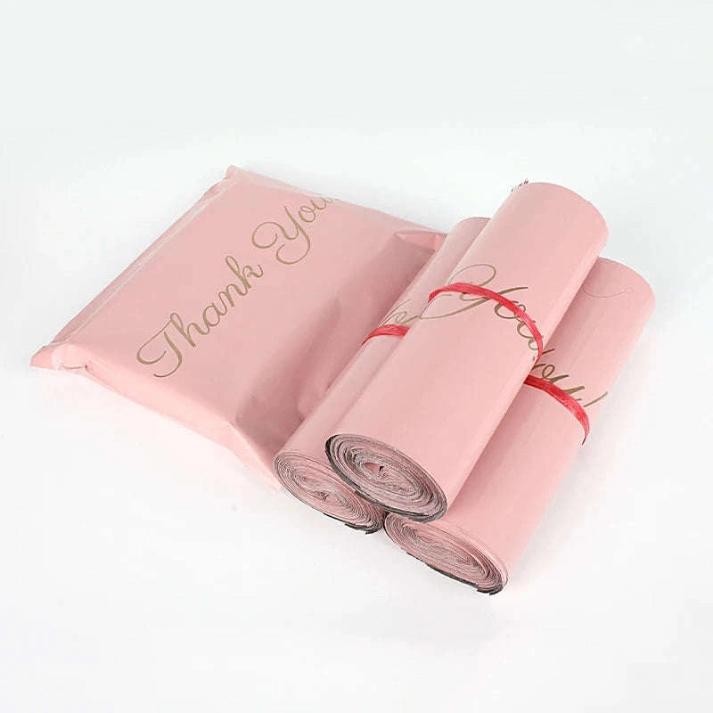Pink Poly Mailing Pouch with Thank You Design-23x26x4 cm 20pcs