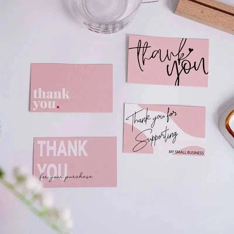 Pink Thank You Cards for Memorable Packaging and Gratitude-50PCs