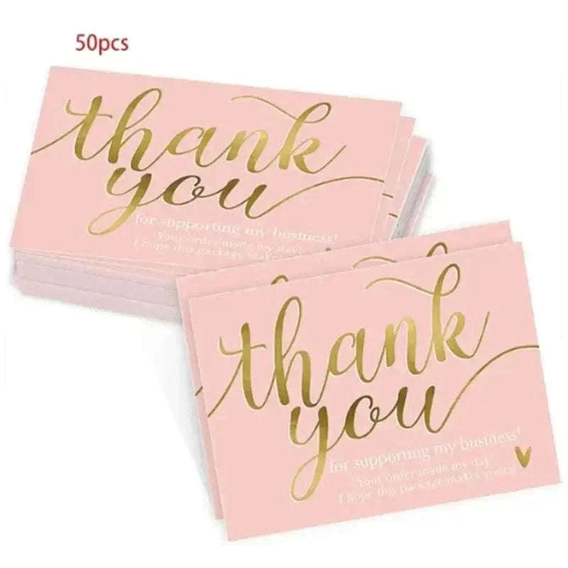 Pink Thank You Cards for Memorable Packaging and Gratitude-50PCs