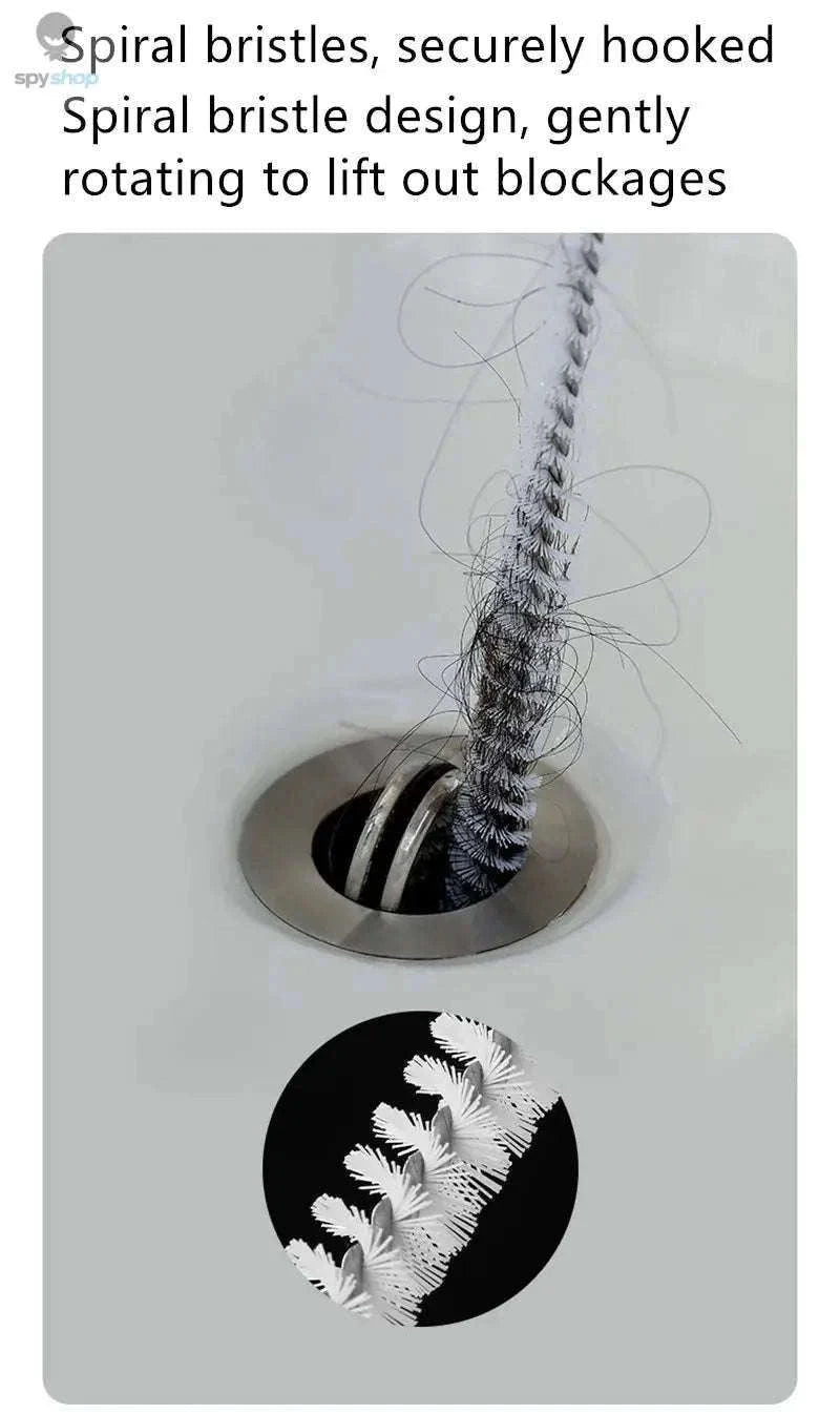 Pipe Dredging Brush for Fast, Chemical-Free Drain Cleaning-White