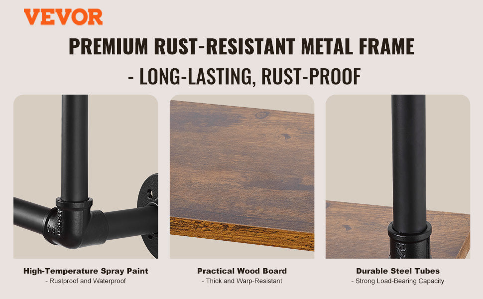 Industrial Pipe Wall Mount Floating Shelf Rack