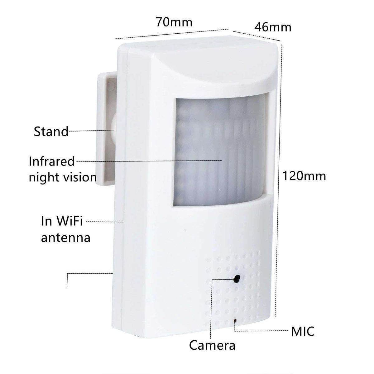 PIR Style Indoor Wireless IP Camera with Invisible IR-2MP 64G TF Card / 3.6mm