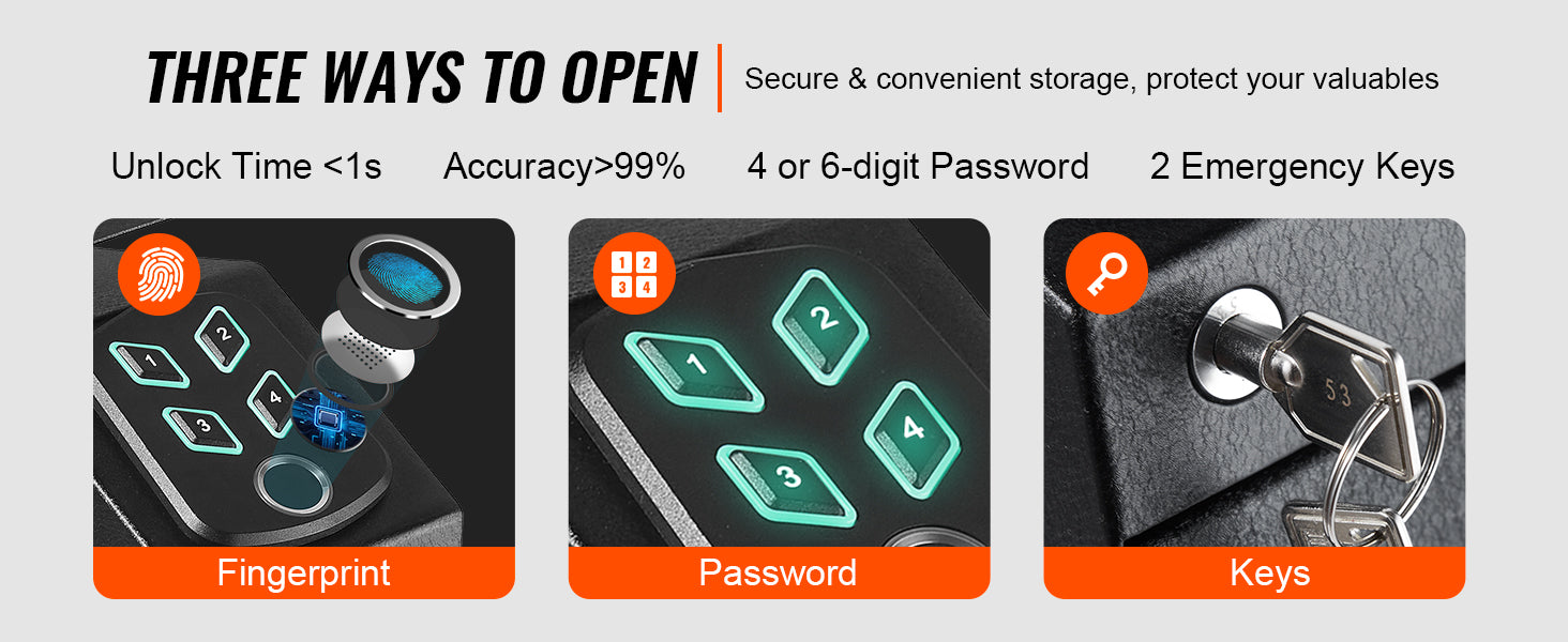 VEVOR Q235 Steel Pistol Safe with Biometric Quick Access