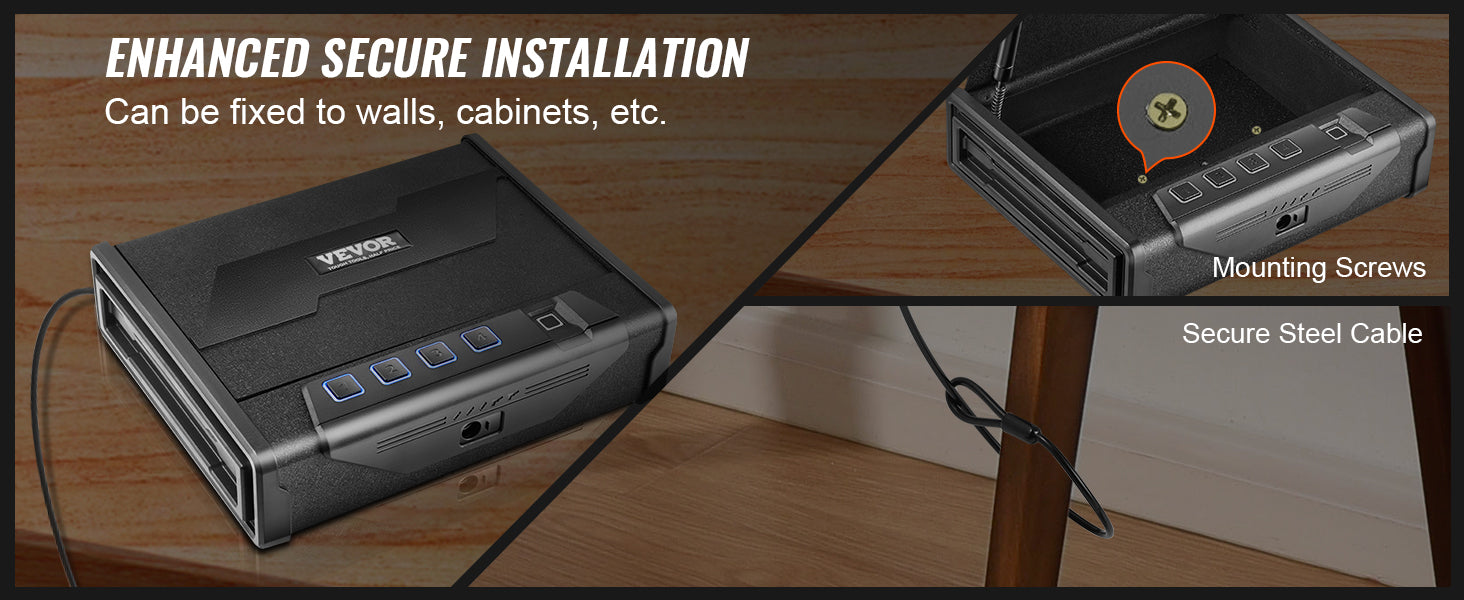 Biometric Pistol Safe with 3-Way Access & Steel Protection