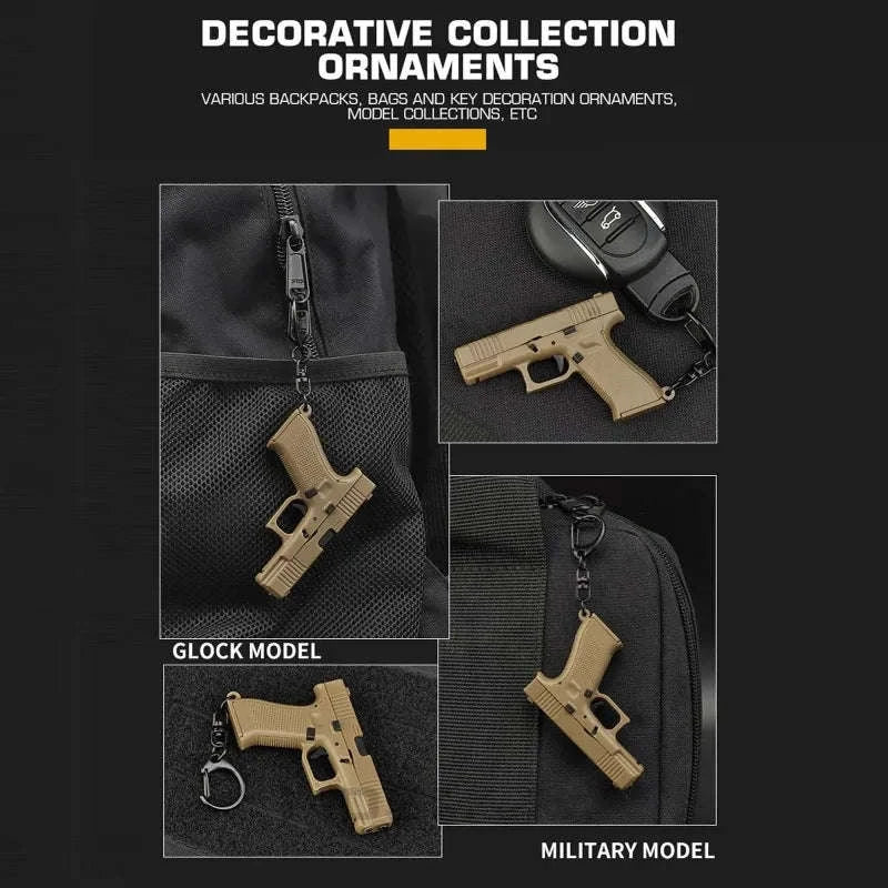 Pistol Shaped Keychain Charm with Removable Magazine-Pink