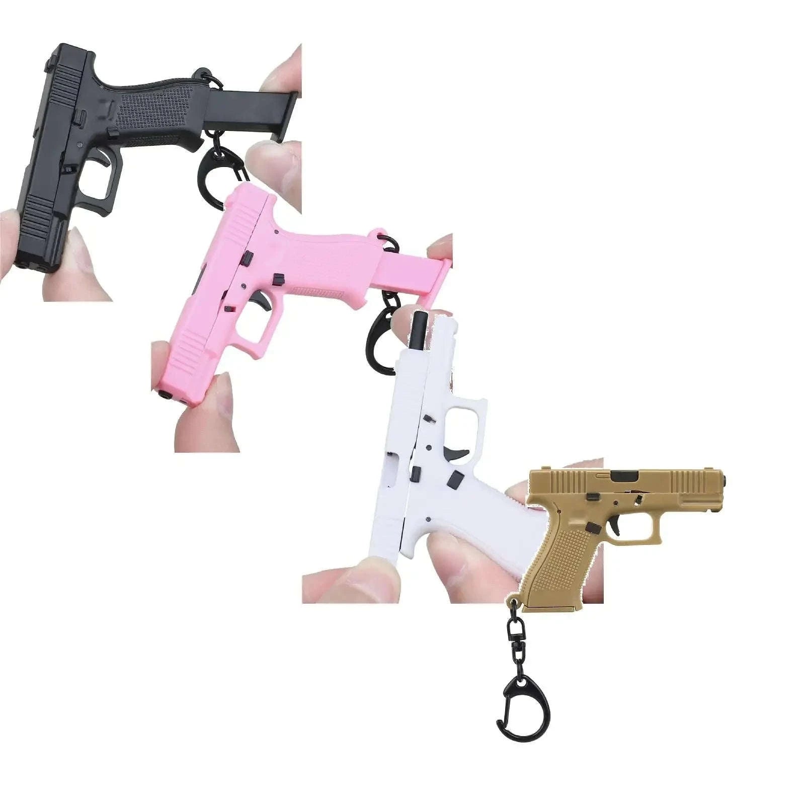 Pistol Shaped Keychain Charm with Removable Magazine-Pink