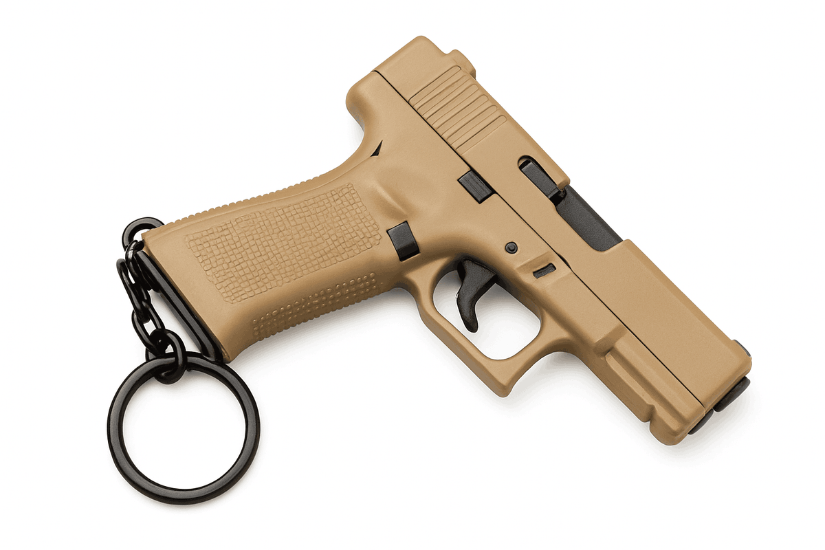 Pistol Shaped Keychain Charm with Removable Magazine-Pink