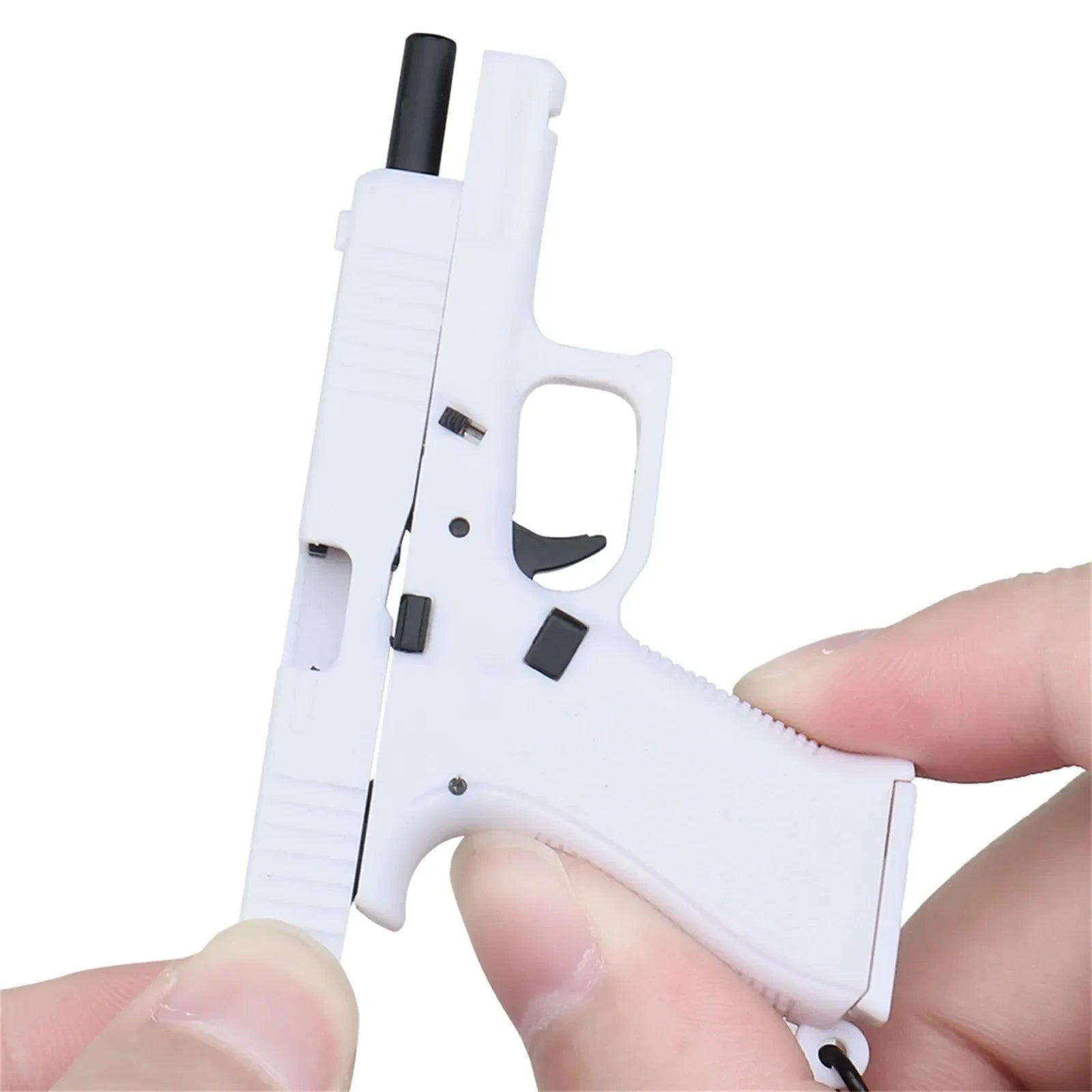Pistol Shaped Keychain Charm with Removable Magazine-Pink