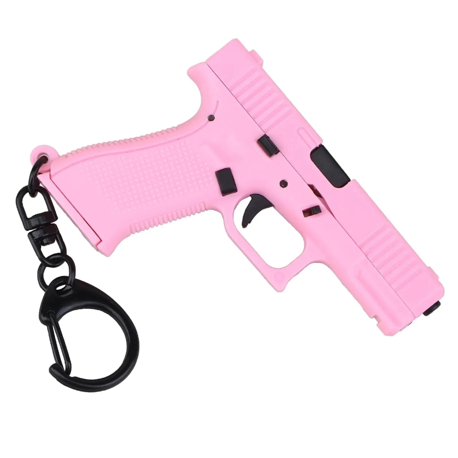 Pistol Shaped Keychain Charm with Removable Magazine-Pink