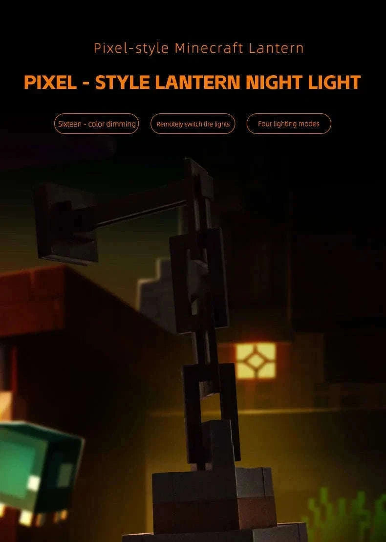 Pixel Style LED Night Light Lantern with 16 Colors and Remote Control-16 Color Lanterns