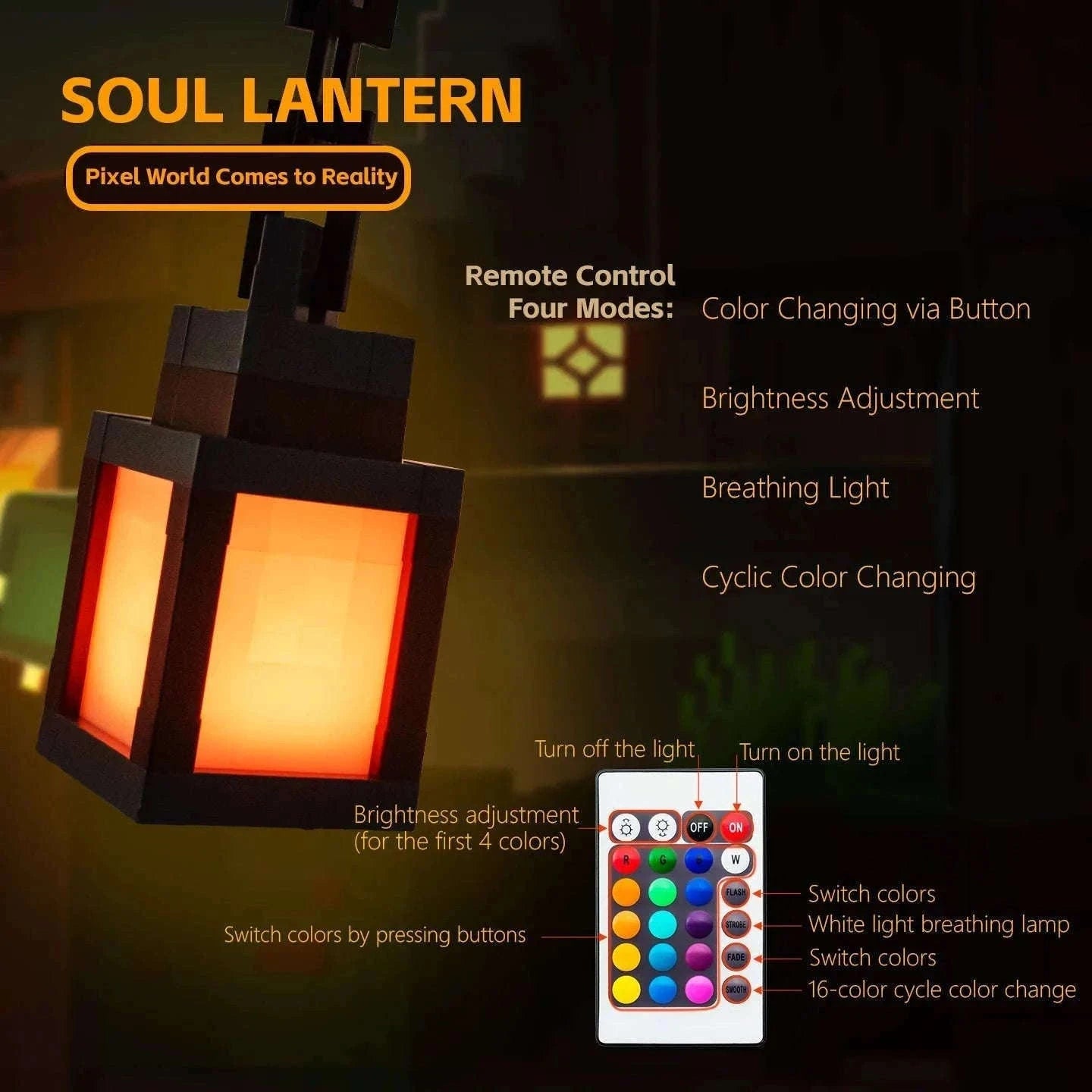 Pixel Style LED Night Light Lantern with 16 Colors and Remote Control-16 Color Lanterns